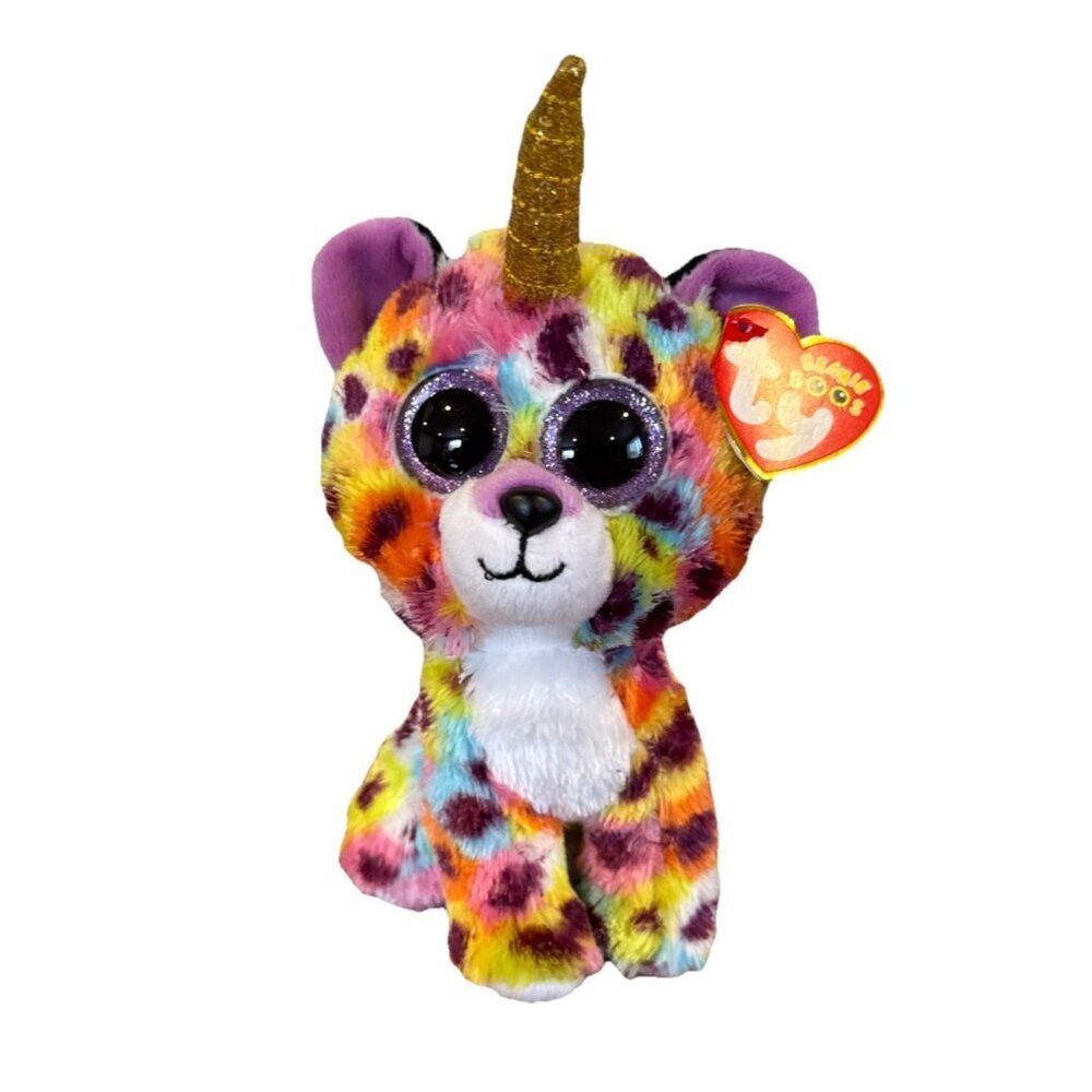 TY Beanie Boos - GISELLE Rainbow Leopard with Unicorn (6 Inch) Plush Toy